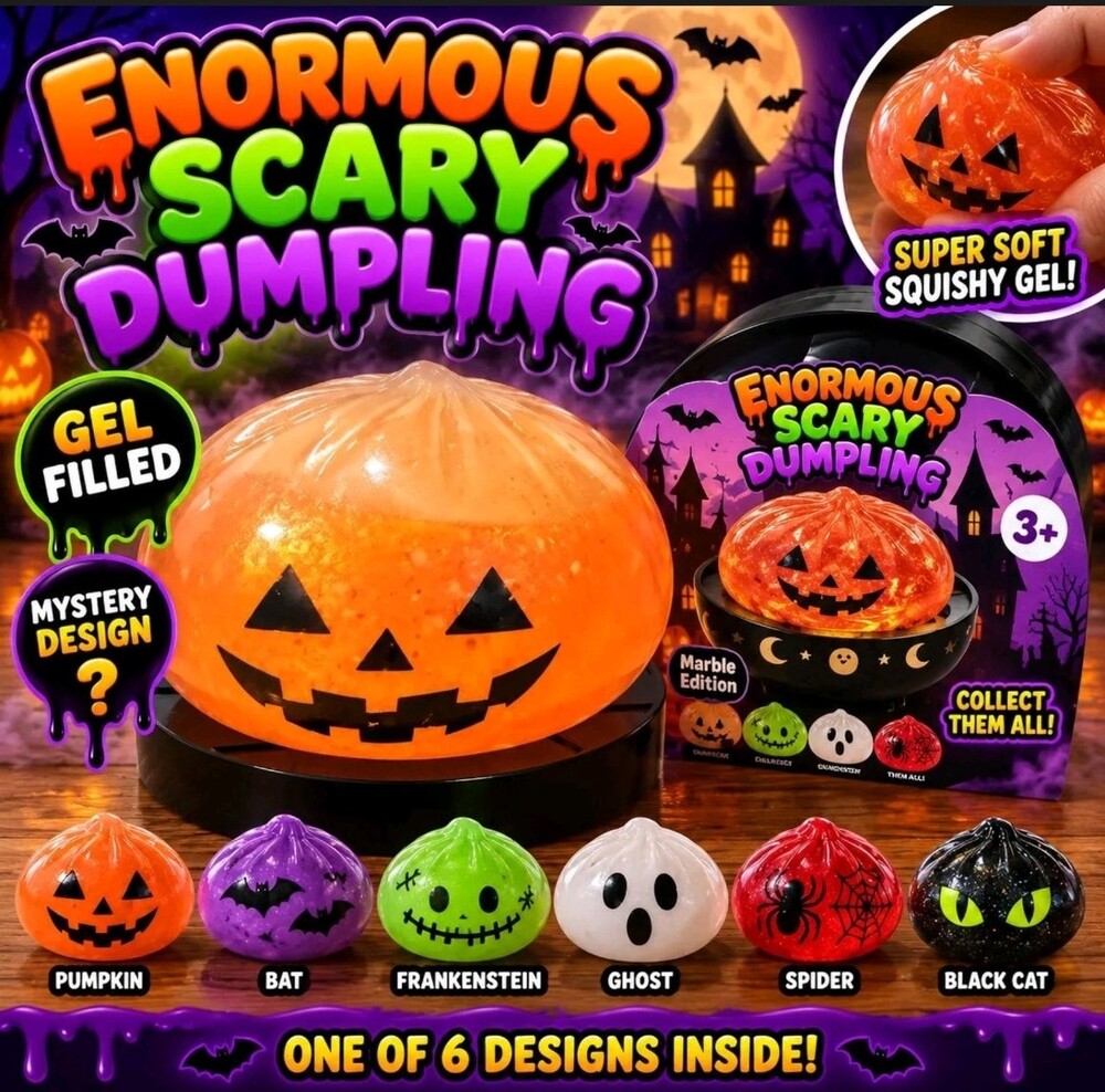 Enormous Scary Dumpling Gel Filled Squishy Toy Halloween Marble Edition